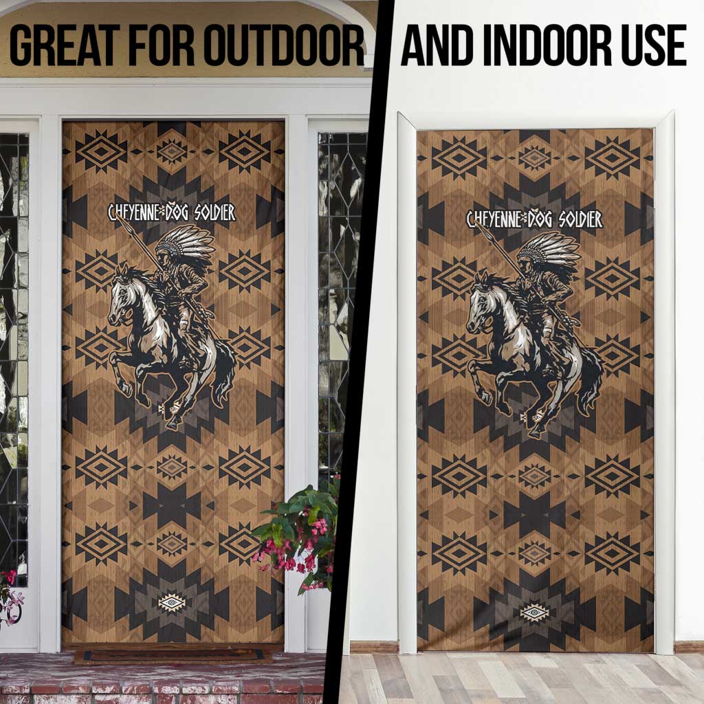 Native American Chief Warrior Door Cover Feather Headdress and Horse Tribal Arrow Pattern - Wonder Print Shop