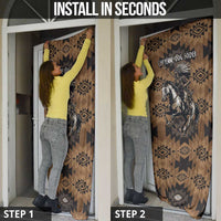 Native American Chief Warrior Door Cover Feather Headdress and Horse Tribal Arrow Pattern - Wonder Print Shop