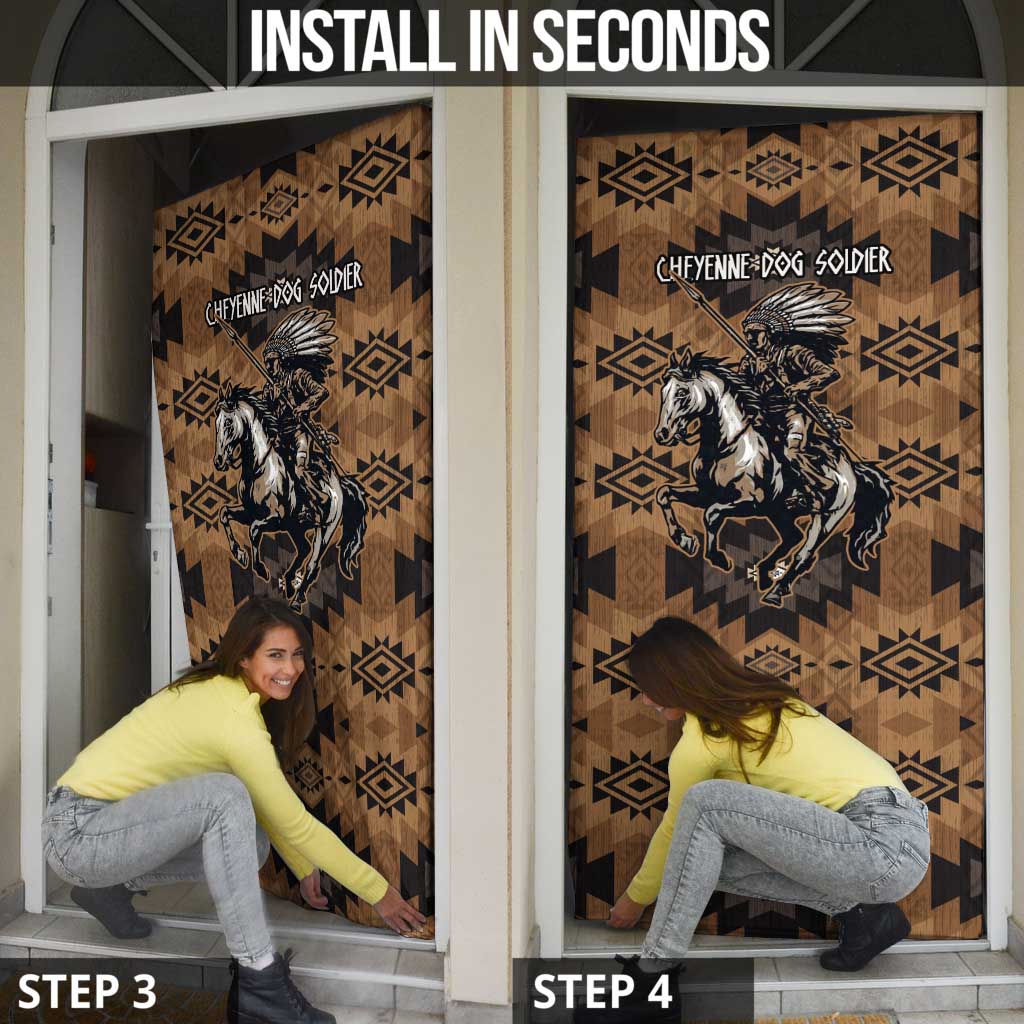 Native American Chief Warrior Door Cover Feather Headdress and Horse Tribal Arrow Pattern - Wonder Print Shop