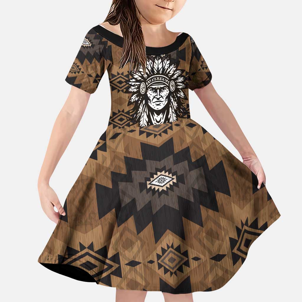Native American Chief Warrior Family Matching Off Shoulder Short Dress and Hawaiian Shirt Feather Headdress and Horse Tribal Arrow Pattern - Wonder Print Shop