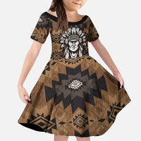 Native American Chief Warrior Family Matching Off Shoulder Short Dress and Hawaiian Shirt Feather Headdress and Horse Tribal Arrow Pattern - Wonder Print Shop