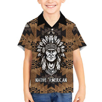 Native American Chief Warrior Family Matching Off Shoulder Short Dress and Hawaiian Shirt Feather Headdress and Horse Tribal Arrow Pattern - Wonder Print Shop