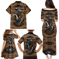 Native American Chief Warrior Family Matching Puletasi and Hawaiian Shirt Feather Headdress and Horse Tribal Arrow Pattern - Wonder Print Shop
