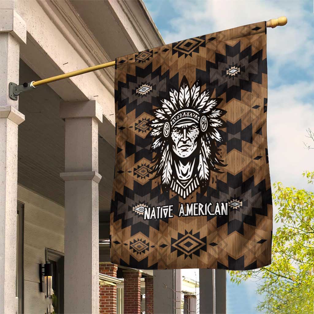 Native American Chief Warrior Garden Flag Feather Headdress and Horse Tribal Arrow Pattern - Wonder Print Shop