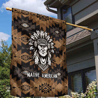 Native American Chief Warrior Garden Flag Feather Headdress and Horse Tribal Arrow Pattern - Wonder Print Shop