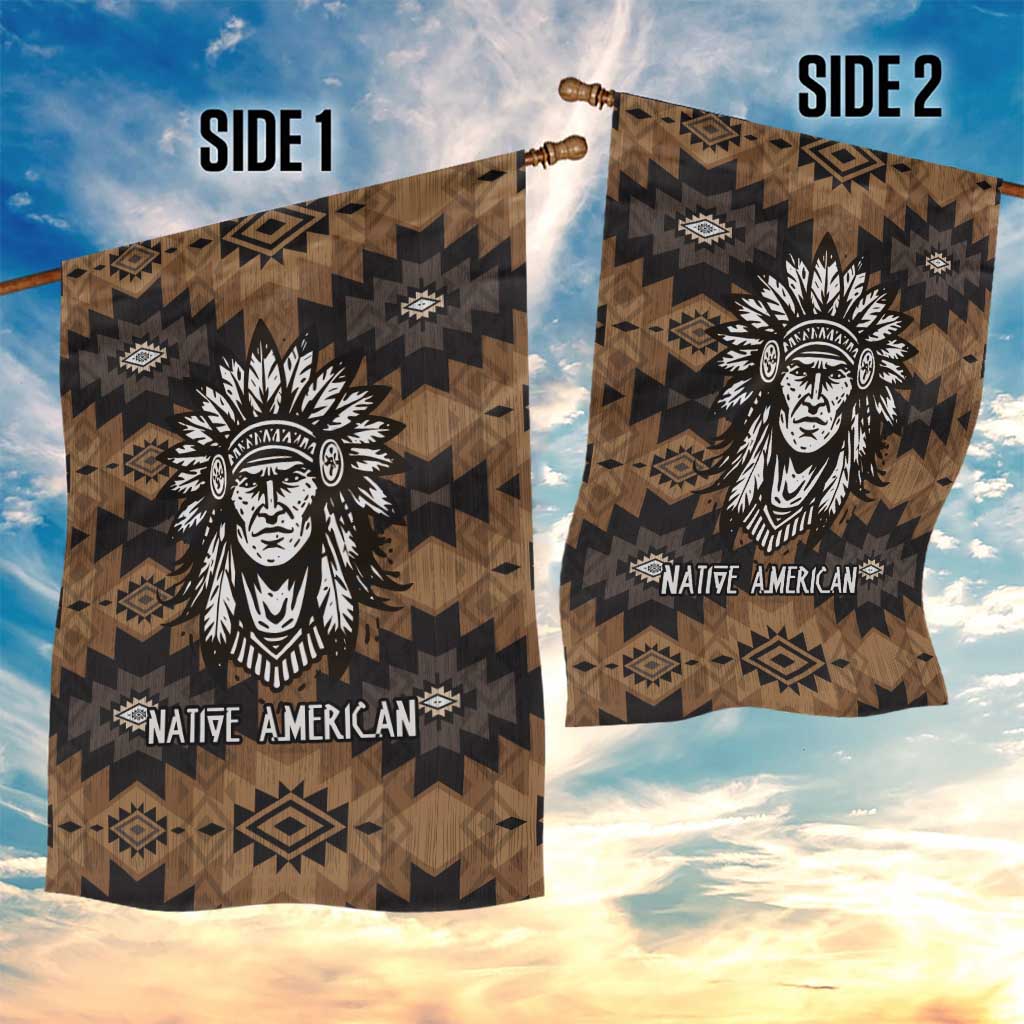 Native American Chief Warrior Garden Flag Feather Headdress and Horse Tribal Arrow Pattern - Wonder Print Shop