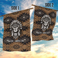 Native American Chief Warrior Garden Flag Feather Headdress and Horse Tribal Arrow Pattern - Wonder Print Shop