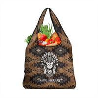 Native American Chief Warrior Grocery Bag Feather Headdress and Horse Tribal Arrow Pattern - Wonder Print Shop