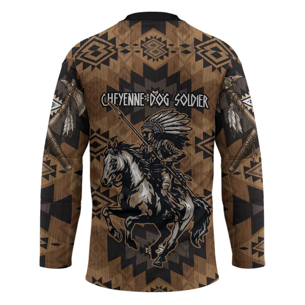 Native American Chief Warrior Hockey Jersey Feather Headdress and Horse Tribal Arrow Pattern - Wonder Print Shop
