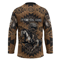 Native American Chief Warrior Hockey Jersey Feather Headdress and Horse Tribal Arrow Pattern - Wonder Print Shop