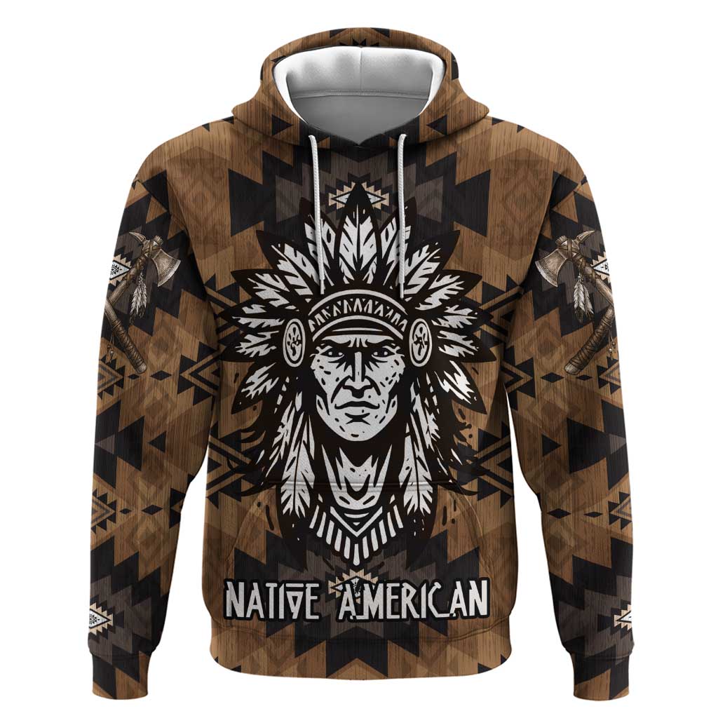 Native American Chief Warrior Hoodie Feather Headdress and Horse Tribal Arrow Pattern - Wonder Print Shop