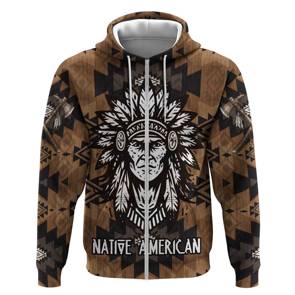Native American Chief Warrior Hoodie Feather Headdress and Horse Tribal Arrow Pattern - Wonder Print Shop