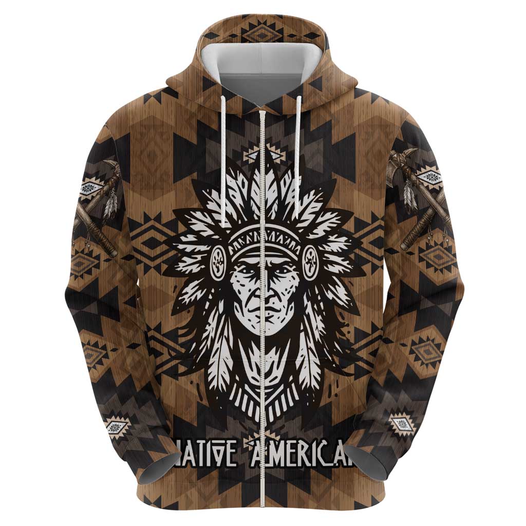 Native American Chief Warrior Hoodie Feather Headdress and Horse Tribal Arrow Pattern - Wonder Print Shop