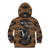 Native American Chief Warrior Kid Hoodie Feather Headdress and Horse Tribal Arrow Pattern - Wonder Print Shop