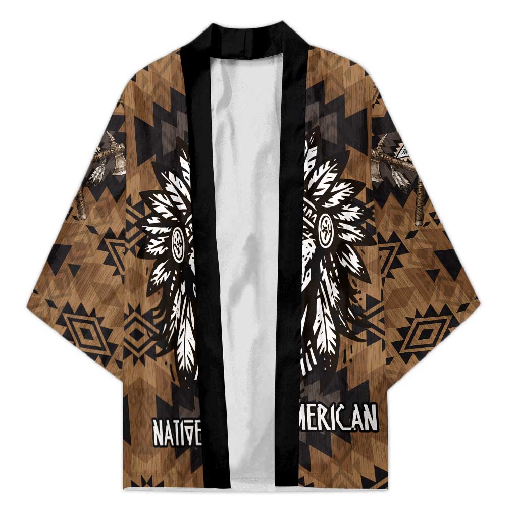 Native American Chief Warrior Kimono Feather Headdress and Horse Tribal Arrow Pattern - Wonder Print Shop