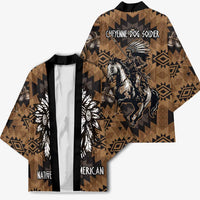 Native American Chief Warrior Kimono Feather Headdress and Horse Tribal Arrow Pattern - Wonder Print Shop