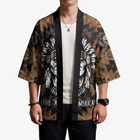 Native American Chief Warrior Kimono Feather Headdress and Horse Tribal Arrow Pattern - Wonder Print Shop