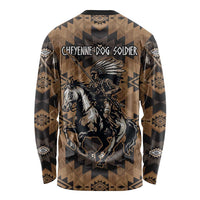 Native American Chief Warrior Long Sleeve Shirt Feather Headdress and Horse Tribal Arrow Pattern - Wonder Print Shop