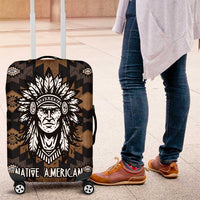Native American Chief Warrior Luggage Cover Feather Headdress and Horse Tribal Arrow Pattern - Wonder Print Shop
