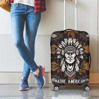 Native American Chief Warrior Luggage Cover Feather Headdress and Horse Tribal Arrow Pattern - Wonder Print Shop