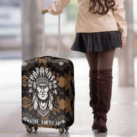 Native American Chief Warrior Luggage Cover Feather Headdress and Horse Tribal Arrow Pattern - Wonder Print Shop