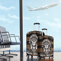 Native American Chief Warrior Luggage Cover Feather Headdress and Horse Tribal Arrow Pattern - Wonder Print Shop