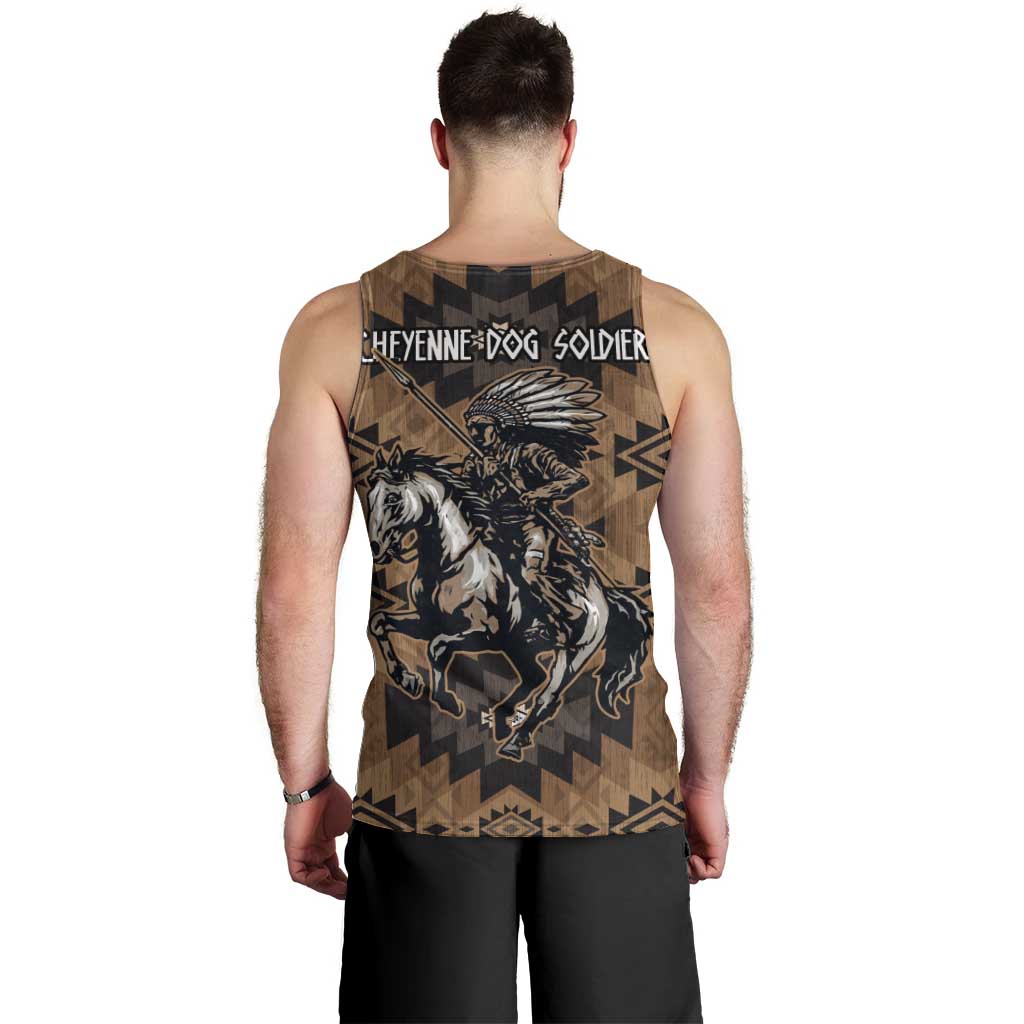 Native American Chief Warrior Men Tank Top Feather Headdress and Horse Tribal Arrow Pattern - Wonder Print Shop
