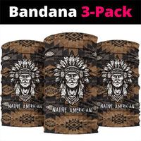 Native American Chief Warrior Neck Gaiter Feather Headdress and Horse Tribal Arrow Pattern - Wonder Print Shop