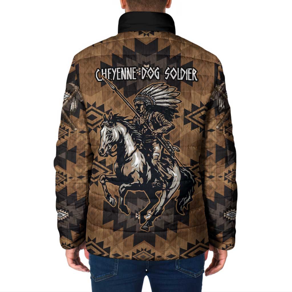 Native American Chief Warrior Padded Jacket Feather Headdress and Horse Tribal Arrow Pattern - Wonder Print Shop