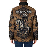 Native American Chief Warrior Padded Jacket Feather Headdress and Horse Tribal Arrow Pattern - Wonder Print Shop