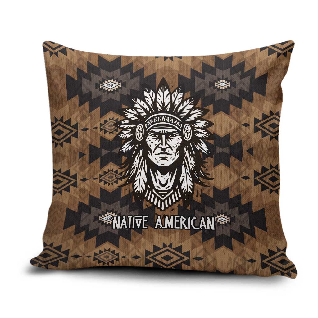 Native American Chief Warrior Pillow Cover Feather Headdress and Horse Tribal Arrow Pattern - Wonder Print Shop