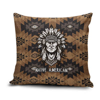 Native American Chief Warrior Pillow Cover Feather Headdress and Horse Tribal Arrow Pattern - Wonder Print Shop
