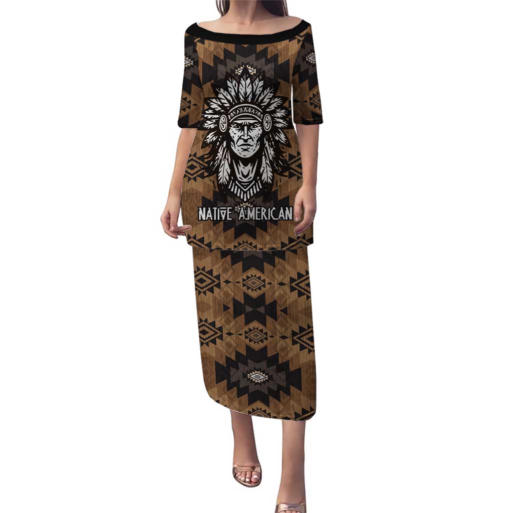 Native American Chief Warrior Puletasi Feather Headdress and Horse Tribal Arrow Pattern - Wonder Print Shop