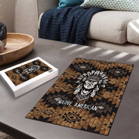 Native American Chief Warrior Puzzle Feather Headdress and Horse Tribal Arrow Pattern - Wonder Print Shop