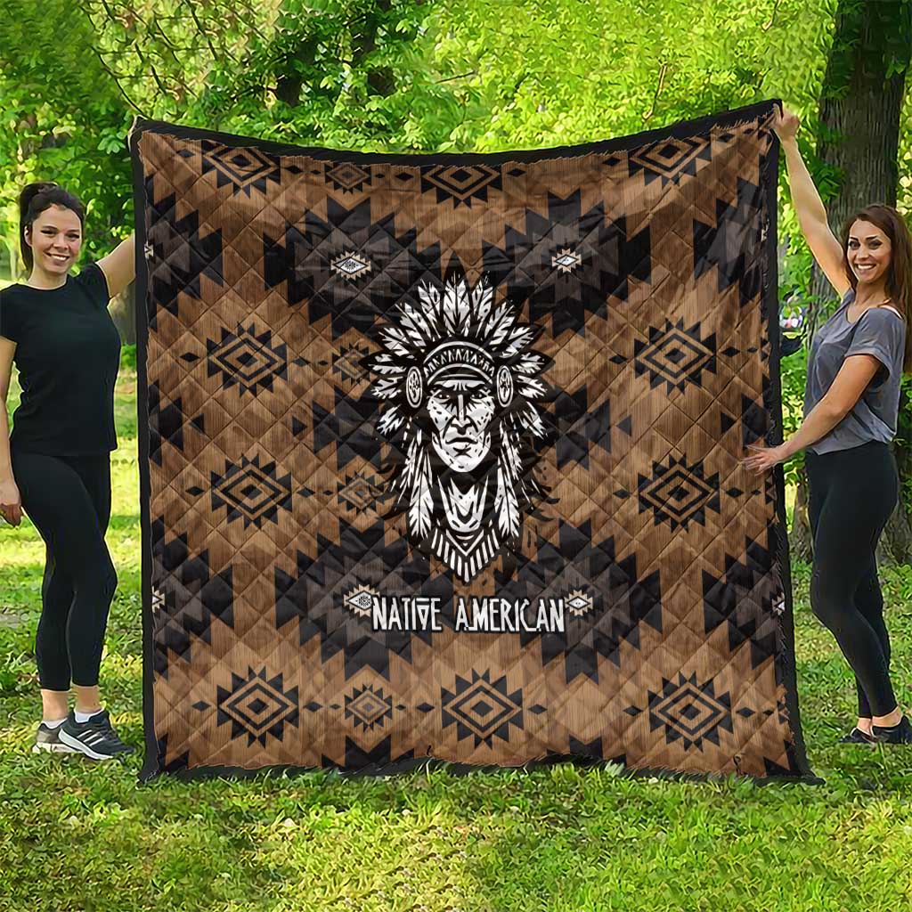 Native American Chief Warrior Quilt Feather Headdress and Horse Tribal Arrow Pattern - Wonder Print Shop