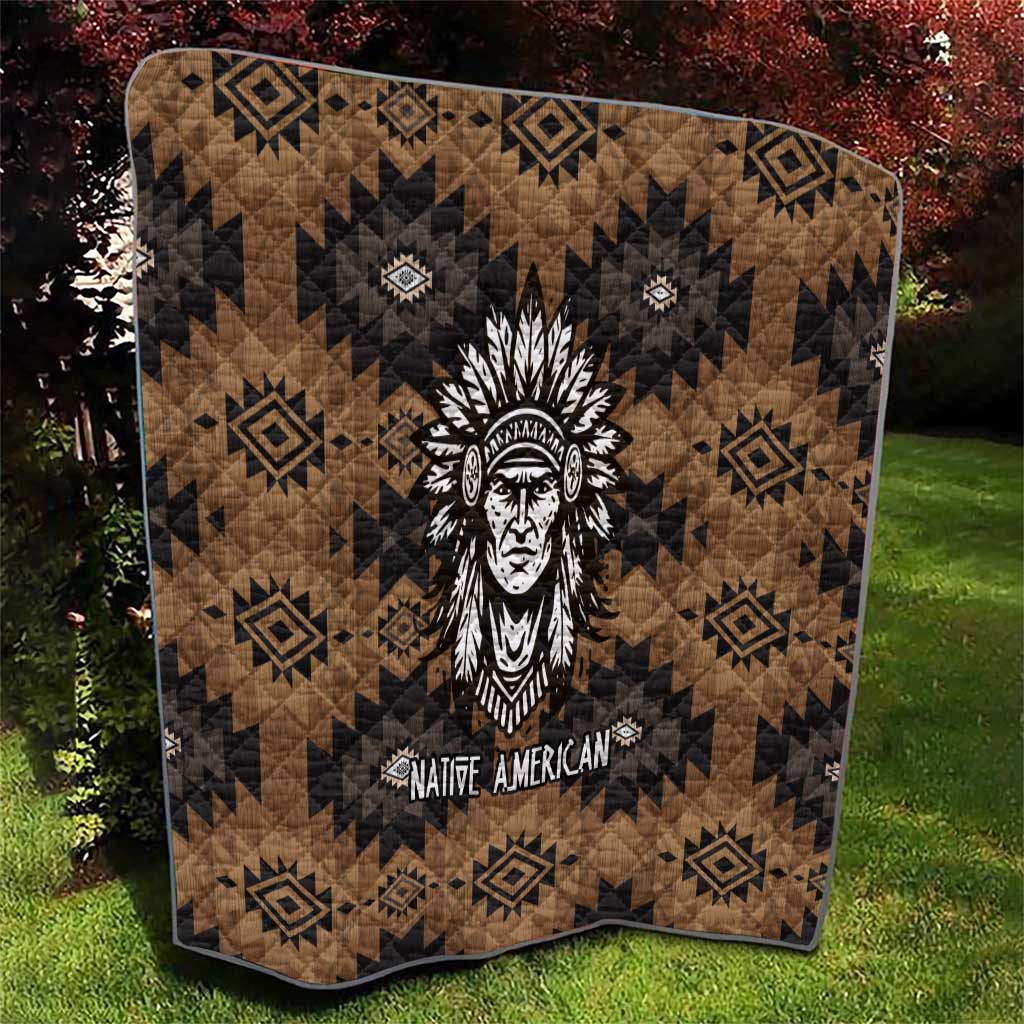 Native American Chief Warrior Quilt Feather Headdress and Horse Tribal Arrow Pattern - Wonder Print Shop