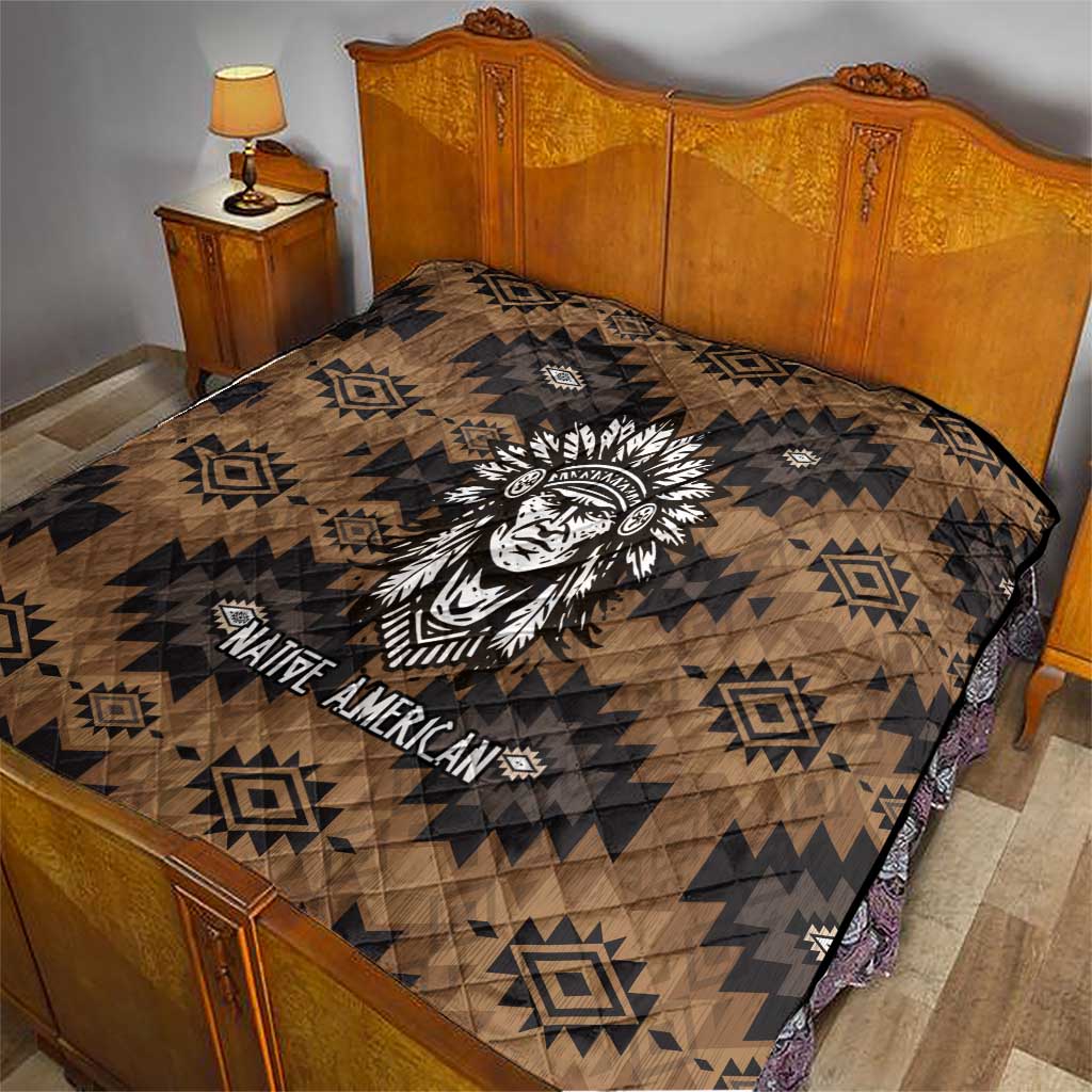 Native American Chief Warrior Quilt Feather Headdress and Horse Tribal Arrow Pattern - Wonder Print Shop