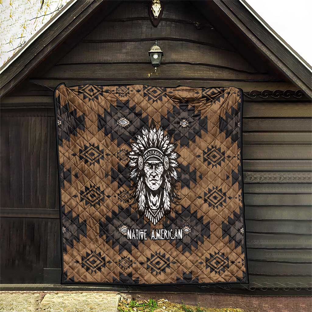Native American Chief Warrior Quilt Feather Headdress and Horse Tribal Arrow Pattern - Wonder Print Shop