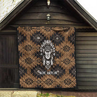 Native American Chief Warrior Quilt Feather Headdress and Horse Tribal Arrow Pattern - Wonder Print Shop