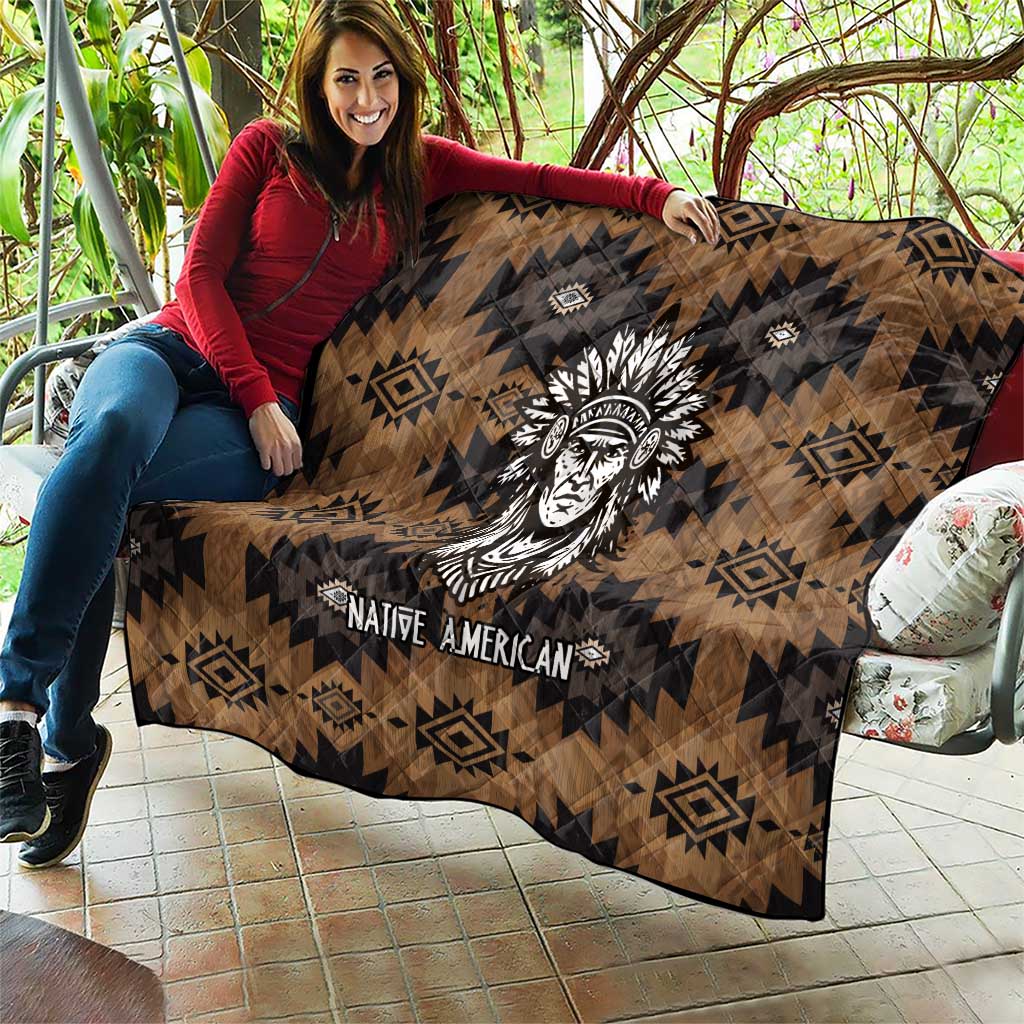 Native American Chief Warrior Quilt Feather Headdress and Horse Tribal Arrow Pattern - Wonder Print Shop