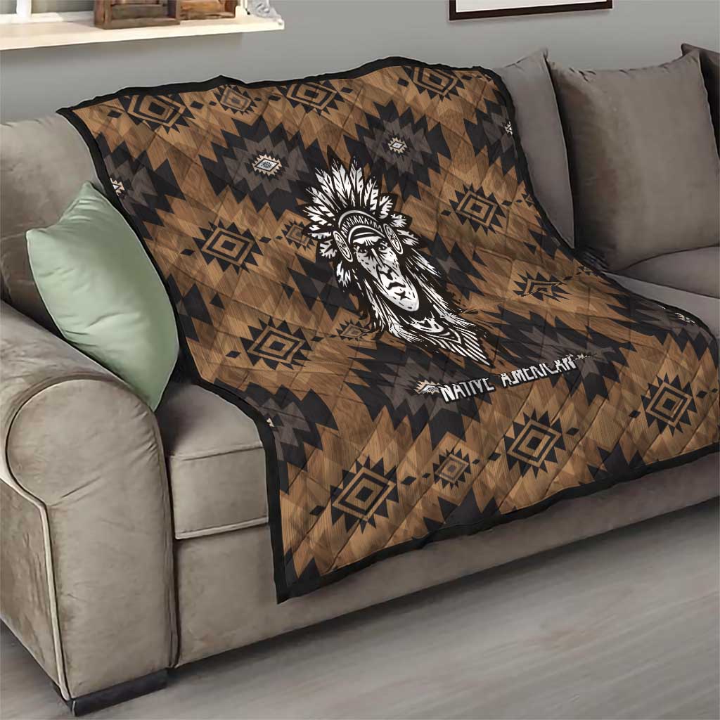Native American Chief Warrior Quilt Feather Headdress and Horse Tribal Arrow Pattern - Wonder Print Shop
