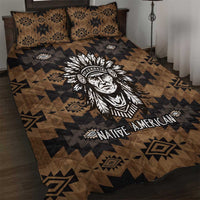 Native American Chief Warrior Quilt Bed Set Feather Headdress and Horse Tribal Arrow Pattern - Wonder Print Shop