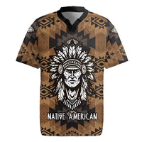 Native American Chief Warrior Rugby Jersey Feather Headdress and Horse Tribal Arrow Pattern - Wonder Print Shop