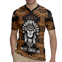 Native American Chief Warrior Rugby Jersey Feather Headdress and Horse Tribal Arrow Pattern - Wonder Print Shop