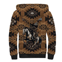 Native American Chief Warrior Sherpa Hoodie Feather Headdress and Horse Tribal Arrow Pattern - Wonder Print Shop