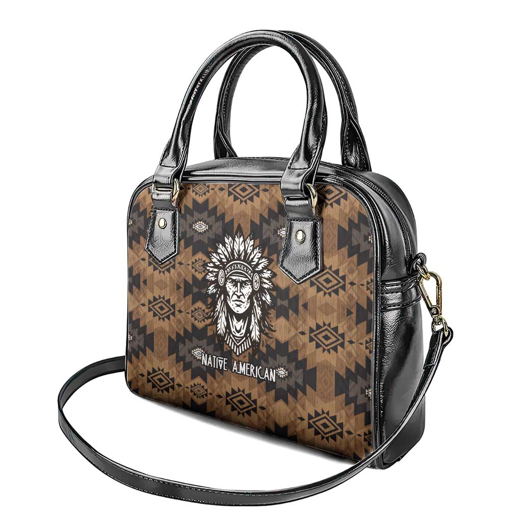 Native American Chief Warrior Shoulder Handbag Feather Headdress and Horse Tribal Arrow Pattern - Wonder Print Shop