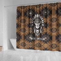 Native American Chief Warrior Shower Curtain Feather Headdress and Horse Tribal Arrow Pattern - Wonder Print Shop