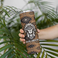 Native American Chief Warrior Skinny Tumbler Feather Headdress and Horse Tribal Arrow Pattern - Wonder Print Shop