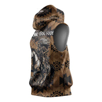 Native American Chief Warrior Sleeveless Hoodie Feather Headdress and Horse Tribal Arrow Pattern - Wonder Print Shop