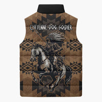 Native American Chief Warrior Sleeveless Puffer Jacket Feather Headdress and Horse Tribal Arrow Pattern - Wonder Print Shop
